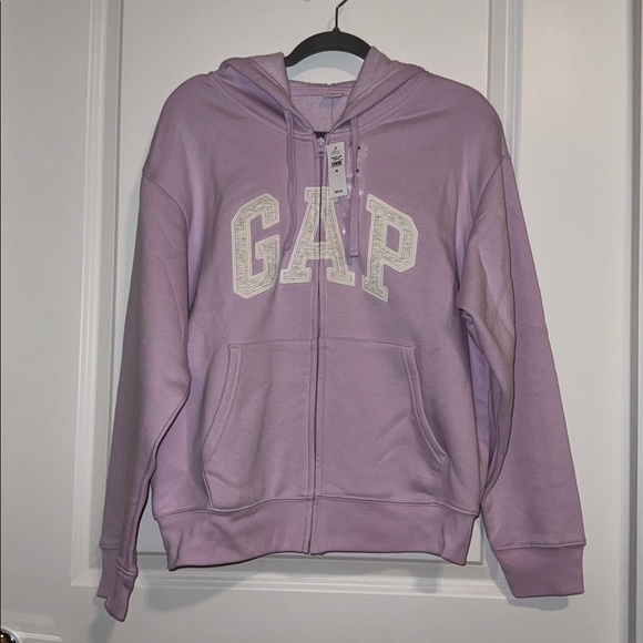 GAP Jackets & Blazers - GAP Lilac Full-Zip Hoodie with White Logo